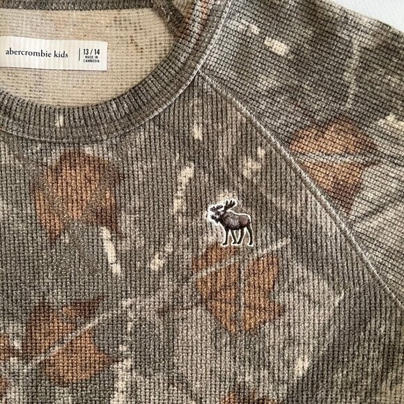 Abercrombie Kids 13/14 Camo Thermal Style Logo Long Sleeve Shirt - Picture 4 of 5